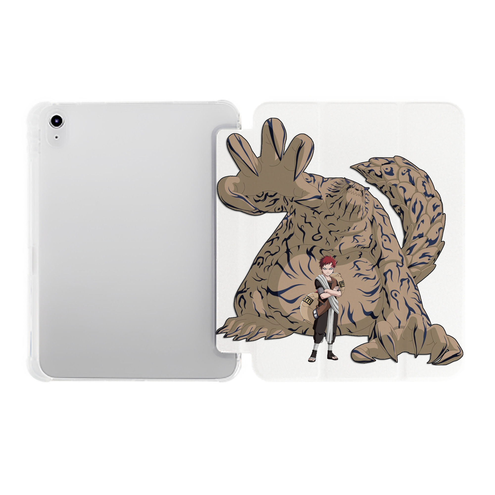 （画像用） NARUTO -ナルト- ガアラ Gaara IPad ケース ペン収納付き 三つ折りスタンド PUレザー×シリコン 対応機種9.5/10.5/10.9インチ